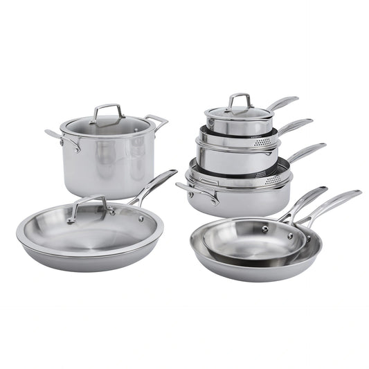 【Disponibilidad limitada del producto】Juego de utensilios de cocina Henckels Tri-Ply Clad de acero inoxidable de 12 piezas
